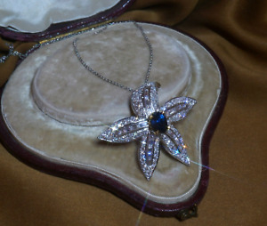 GIA PLATINUM BLUE SAPPHIRE UNHEATED DIAMOND PENDANT NECKLACE CHAIN TIFFANY &  Co