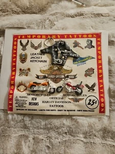 TEMPORARY TATTOOS LEATHER JACKET KEY CHAIN OFFICIAL HARLEY DAVIDSON MOTORCYCLES - Picture 1 of 15