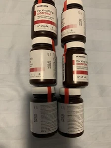 Lote de 6 tiras de embalaje de heridas McKesson yodoformes de 1/2"" x 5 yardas algodón estéril - Imagen 1 de 2