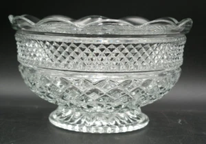 VTG Anchor Hocking Wexford Glass Compote Fruit Bowl Footed Scalloped Rim 10” - Picture 1 of 6