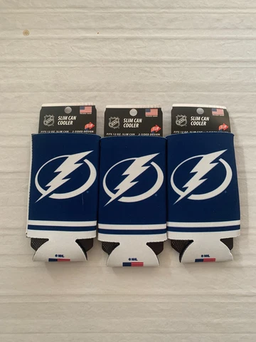 Tampa Bay Lightning NHL Set Of 3 2-Sided Slim Can Koozies Coozies Cooler Cover