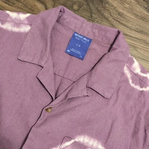 Without Walls Shirt Men Large Lavendar Purple Aztec Button Tie Die Linen 24B - Picture 1 of 8