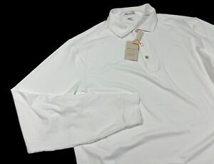 Peter Millar Polo Shirt Men's XL Crown Sport Performance White Long Sleeve