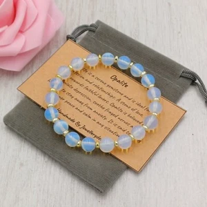 OPALITE Bracelet Stretch Fit Handmade + Gift Bag & Card Crystal Gemstone 6/8mm - Picture 1 of 12