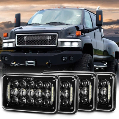 Faros LED de haz alto/bajo H4 4 piezas para GMC C4500 C5500 Topkick 2003-2009 DOT 4x6" Foto 1 de 4
