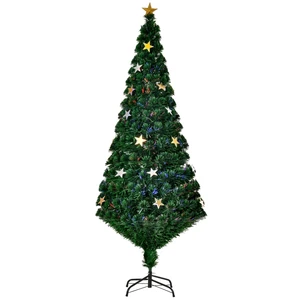 HOMCOM Albero di Natale Artificiale 180cm con 27 Luci LED a Stella Verde - Foto 1 di 10