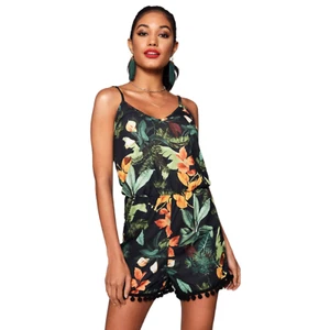 Boohoo Women's Pom Pom Palm Print Romper | 12 - Picture 1 of 4