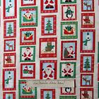 Christmas Fabric - Tree Santa Snowman Block Red Green - makower UK Cotton /Yd