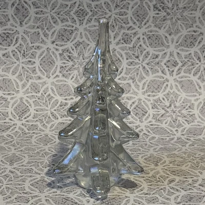 De Colección Arte en Vidrio Cristal Transparente Árbol de Navidad 6" Pesado Pisapapeles Decoración Opalescente Foto 1 de 3