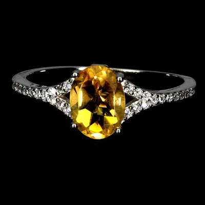 Black Friday 925 Silver Ring Oval Citrine 8x6mm Natural Gemstone Jewelry Size 8 - Image 1 of 4