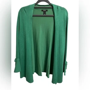 Alfani Open Front Cardigan Bell Sleeve Green Womens small Rayon Preppy Bright - Picture 1 of 13