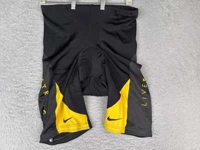 Pantalones Cortos de Ciclismo Nike Livestrong Para Hombre XXL Negro Amarillo Acolchado Hecho en Italia Foto 1 de 4