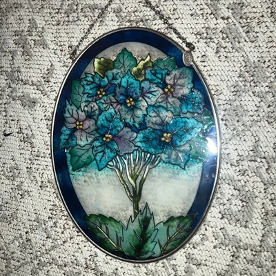 Amia Stained Glass Suncatcher Flower/Bush Pattern Window Hanging - Image 1 of 4