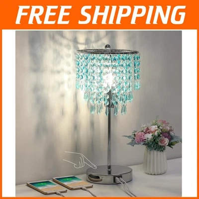 Art Deco触摸控制水晶灯-USB床头柜灯 — 第 1/4 张图片