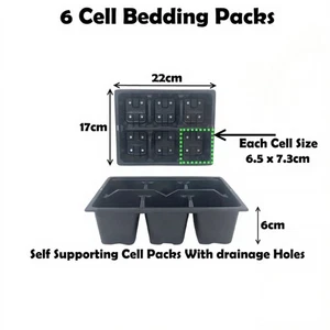 6 Cell Multi Tray Garden Bedding Pack Plug Plant Half Size Seed Sowing Trays - Picture 1 of 4