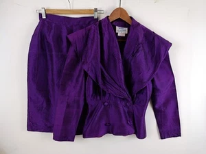 Rare Vintage 1980's Wallis Exclusive 100% Silk Jacket Skirt Suit Size 8 - Picture 1 of 20