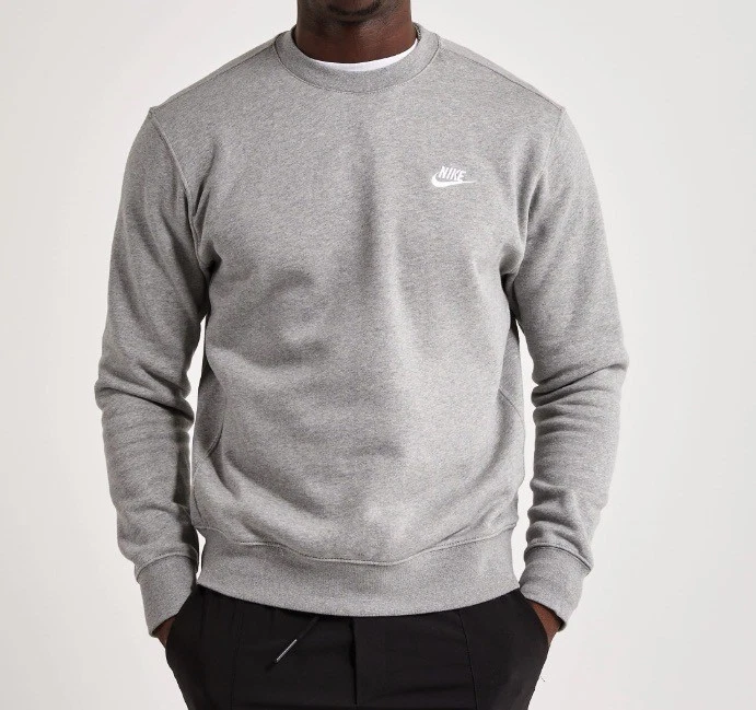 Nike Sweatshirt Small Gray Sportswear Club Fleece Pullover Crewneck BV2662-063