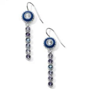 Brighton Halo Finsternis blaue Emaille Kristall lange französische Draht Ohrringe neu - Bild 1 von 8