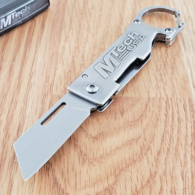 MTech Framelock Folding Knife 1.75" Stainless Steel Blade Gray Stainless Handle - Image 1 of 4