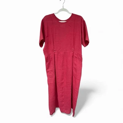 Vestido midi informal 100 % lino FLAX Jeanne Engelhart rojo, talla M Foto 1 de 4
