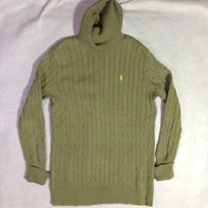Maglione donna Ralph Lauren Sport maglia cavo taglia grande verde cotone scialle pony - Foto 1 di 13