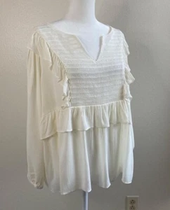 Lauren Conrad feminine fairy Cottage blouse with smocking. Balloon sleeves. Med. - Picture 1 of 7