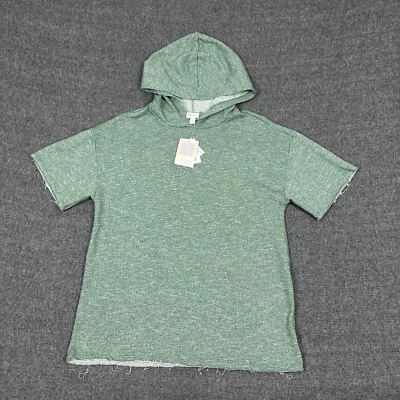New LuLaRoe Frankie Short Sleeve Hoodie Shirt Heather Green Size Medium NWT - Image 1 of 4