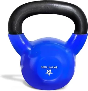 5-60 LBS Single Kettlebell Vinyl Coated Cast Iron Kettlebell Weight, Dark Blue - Picture 1 of 7