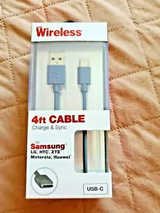 Just Wireless 4 Foot USB C Cable Charge & Sync Samsung S8, S9, S10 NEW - Picture 1 of 4