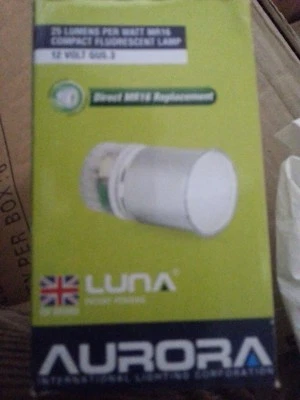 9 (nine) X AURORA MR16 12 Volt 11W 3000K Compact Fluorescent Lamp  - Image 1 of 3