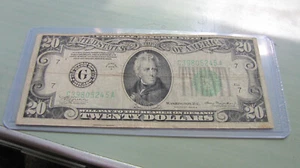 1934 A $20.00 FEDERAL RESERVE NOTE G 39805245 A G Chicago Bill - Picture 1 of 5