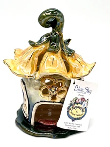 2001 Blue Sky Clayworks Fairy Blossom House Lusterware Finish Tea Light Holder - Picture 1 of 15