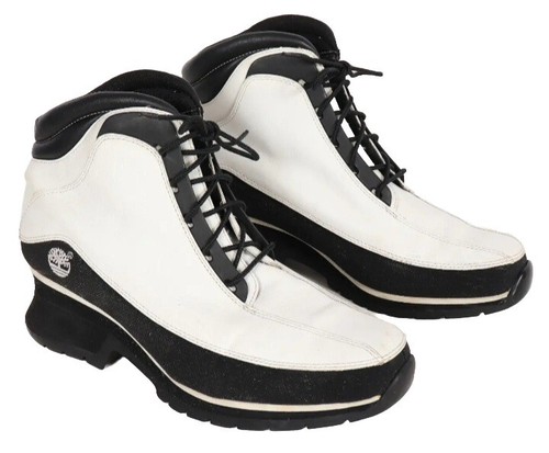 Stivaletti Timberland Euro Dub Spin in pelle bianca e nera donna taglia 7M IN PERFETTE CONDIZIONI