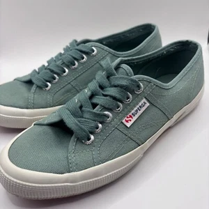 Superga 2750 Cotu Trainers Dusty Green Canvas Sneakers Sz 40 9.5 - Picture 1 of 6