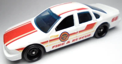 2021 HOT WHEELS '96 CHEVY IMPALA SS FIRE RESCUE WHITE 3" CAR W/ RED & ORANGE - Image 1 of 4
