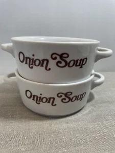 2 Vintage Shafford Double Handle Onion Soup Bake & Serve Bowls Japan 1970s EUC - Picture 1 of 2