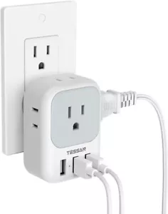 Multi-Plug Outlet Extender Power Adapter Wall Plug Splitter USB Cube Charger - Picture 1 of 6