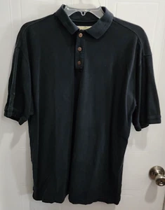 VTG Tommy Bahama Black Short Sleeve Silk And Cotton Blend Polo Shirt Size Small - Picture 1 of 8