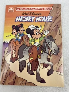 Libro de actividades para colorear dorado vintage Mickey Mouse 1988 vaquero desierto - Imagen 1 de 10
