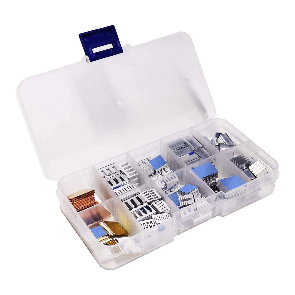 Pastall 100 Pcs 8 Different Sizes Heatsink Kit With Conductive Adhesive Tape ...
