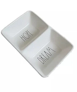 Rae Dunn Divided Serving Dish Hope Dream Condiments Candy Vanity Artisan Collect - Picture 1 of 7