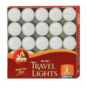 Ner Mitzvah Mini TeaLight Candles -50 Pack -White Unscented Travel, 1 Hour, Shul - Picture 1 of 7