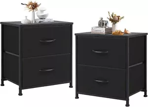 Set of 2 Bedside Nightstand Small Bedroom Dresser with 2 Drawers, Side End Table - Picture 1 of 8