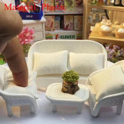 1套1:12比例娃娃屋微缩模型家具沙发枕头花盆套件塑料 — 第 1/2 张图片