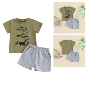Toddler Boy Clothes Outfits Kid Summer T-Shirt+Elastic Waist Pockets Shorts Set - Picture 1 of 15