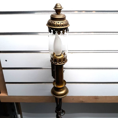 Vintage Electrified Train Wall Lantern Brass Sconce Cover