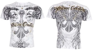 XTREME COUTURE by AFFLICTION weißes REVERENCE kurzärmliges Slim Fit T-Shirt neu mit Etikett - Bild 1 von 7