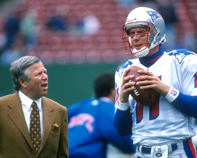 Foto brillante 8x10 de Robert Kraft y DREW BLEDSOE impresión de los New England Patriots Foto 1 de 1