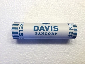 2023-P NICKEL ROLL,BU,OBW,UNIQUE WRAPPING, "DAVIS BANCORP" - Picture 1 of 3