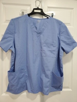 Scrubstar Blue Scrub Top Pull Over 2 Pocket V-neck Size 2X Cotton Blend EUC - Image 1 of 4